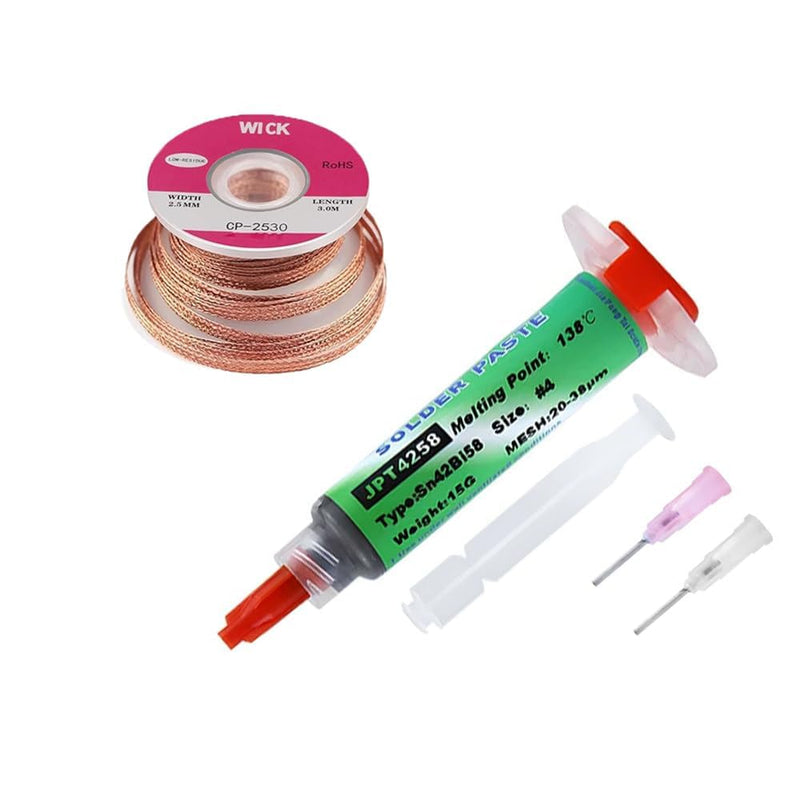 Soldering Core and Flux Paste for Electronic Repair No-Clean Flux (20g) Desoldering Kit Solder Core and Flux Paste