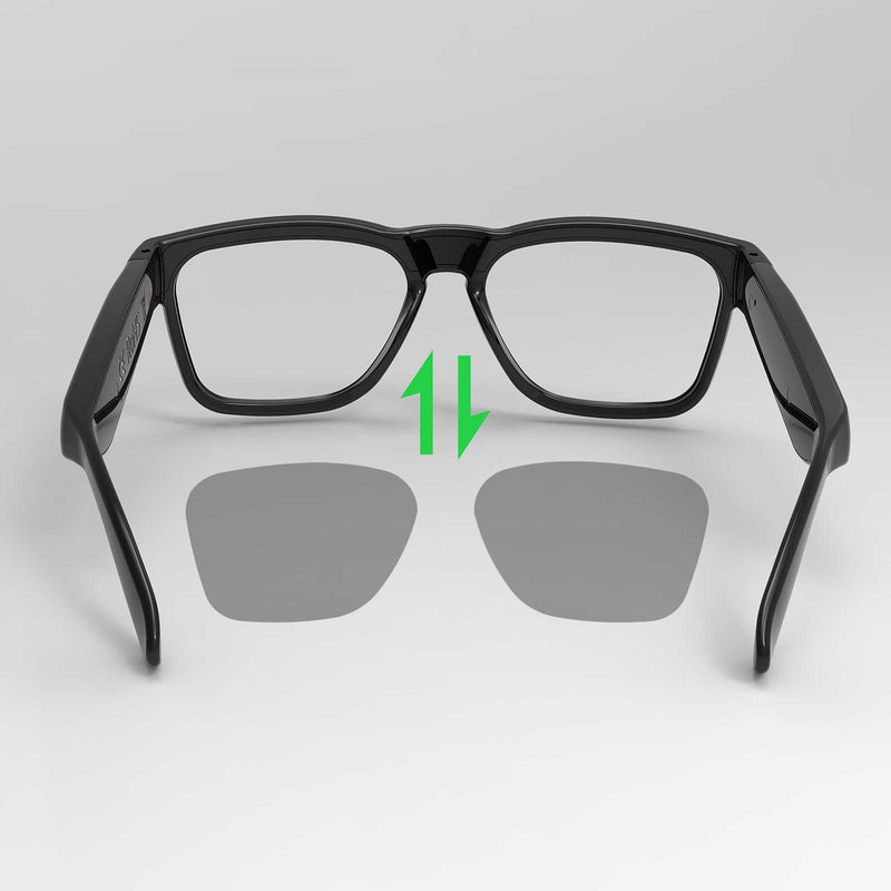 OhO sunshine Bluetooth Audio Sunglasses, Lightweight Open Ear Sport Glasses, 10H Playtime,Water Resistant with Voice Control Grey