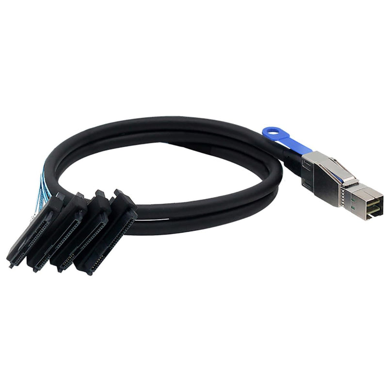 Compatible with Mini SAS HD SFF-8644 — to SFF-8482 29P 2-in-1 SATA Hard Drive Data Cable, 28AWG Copper, 12G High-Speed Harness (3M/118.11in) 3M/118.11in