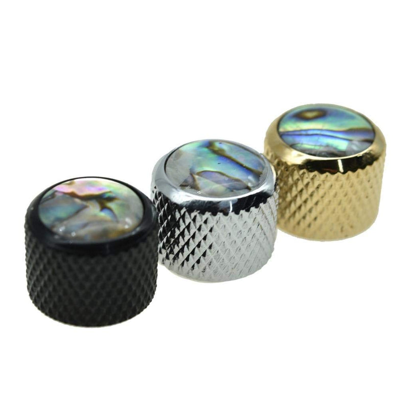 KAISH Gold Large Size 2pcs Push on Fit Abalone Top Dome Knobs Abalone Inserts Import Style Guitar Bass Knobs for Precision P Bass or Tele Guitars