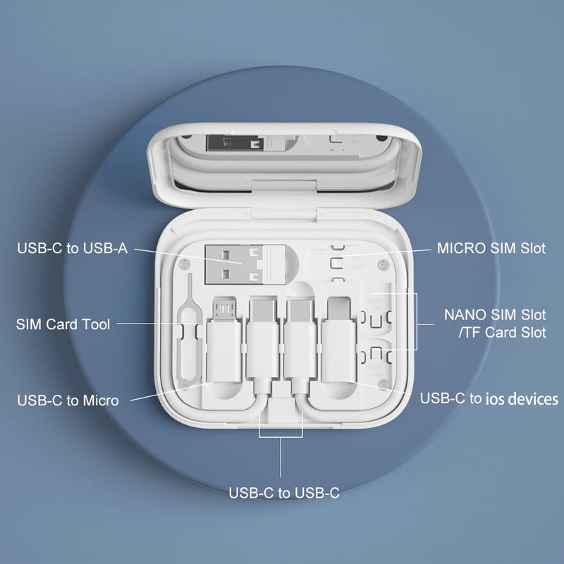 [AUSTRALIA] - USB-C to USB Adapter, USB C Male Cable Box Contains Makeup Mirror/USB C Cable/Micro USB to USB C/USB A to USB C, Cell Phone OTG Adapters for iPhone 14/15, Google Pixel, Samsung Galaxy White 