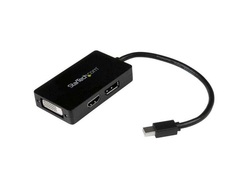 StarTech Travel Mini DisplayPort to DisplayPort, DVI or HDMI Adapter | mDP to DP 2560 x 1600, HDMI or DVI 1920 x 1200, Thunderbolt compatible, Compact, 3-in-1, Converter DisplayPort - DVI - HDMI (Black) DisplayPort Adapter