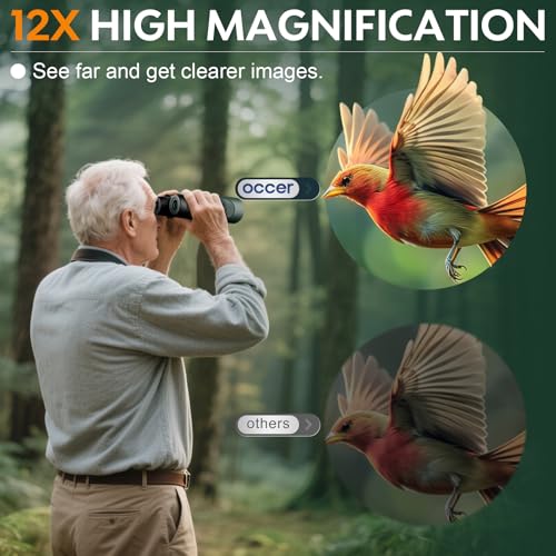 Occer 12x50 Binoculars for Adults High Powered for Bird Watching Green Tactical Edition-Green