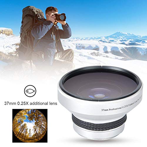 37mm 0.25X Super Fisheye Lens Additional Lens,Aluminum Alloy 2 Part Removable Macro Close-up Shooting Fisheye Effect Wide View Optical Glass Camera Photography Lens, is for 37mm Camera Lens Default