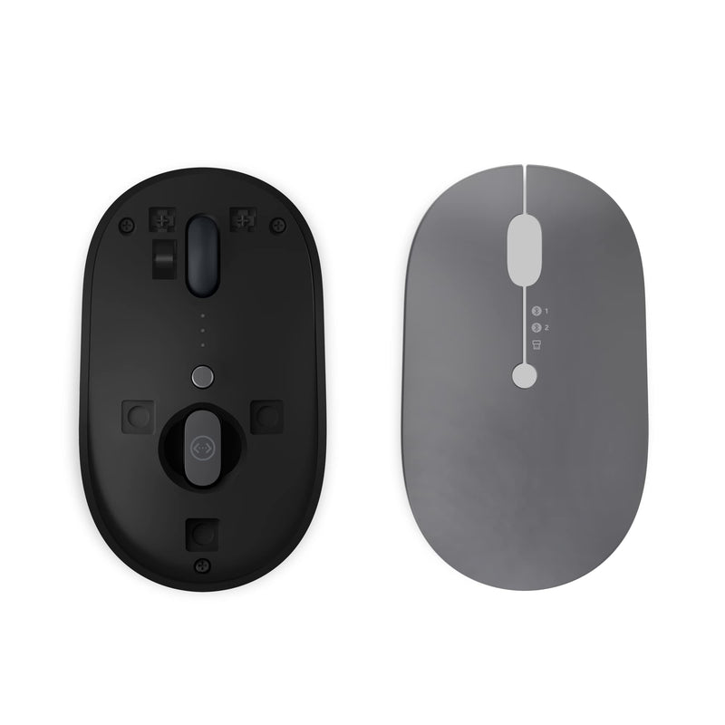 Lenovo Go Multi-Device Wireless Mouse, 2.4GHz Nano USB-C Receiver, Bluetooth, Adjustable DPI, USB-C Rechargeable Battery, Qi Wireless Charging, Ambidextrous, GY51C21211, Grey