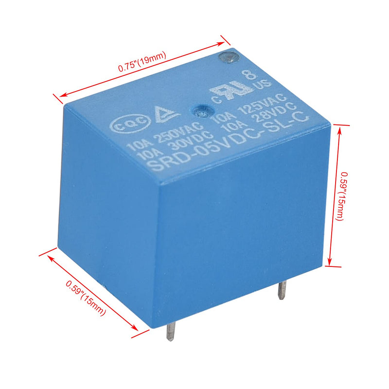 Heschen - PC Relay SRD-05VDC-SL-C DC5V Coil SPDT 10A 250VAC 5 Pin Terminal 2 Pack