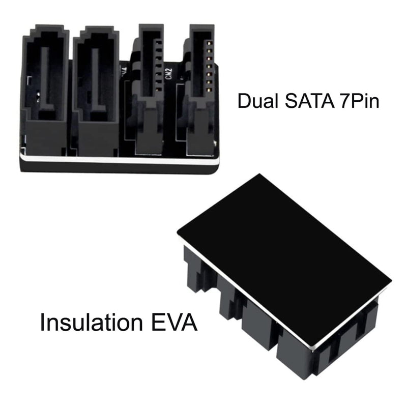 NFHK Dual SATA 7Pin Female to 7Pin Male 360 Degree Angled Adapter Low Profile for Desktops SSD HDD Mainboard Motherboard Dual SATA 360 Angled