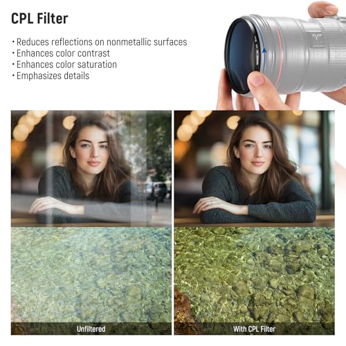 NEEWER 72mm UV/CPL/ND Lens Filter Kit, UV Protection + Circular Polarizing + Neutral Density (ND8) Camera Lens Filter Set with Multicoated Optical Glass, Slim Frame & Upgraded Foldable Storage Case UV+CPL+ND8