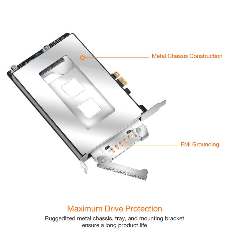 ICY DOCK 2.5 inch SATA SSD Removable Hard Drive Bay Adapter for PCIe Expansion Card Slot | ExpressSlot MB839SP-B