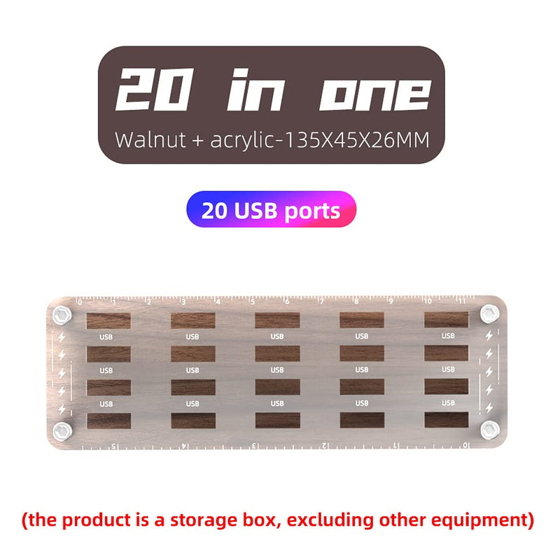 AOJUE Wooden Memory Card Case TF Cards Box and USB Drive / SD Card Holder Desk,Micro SD Card Case,Memory Card Case, Memory Card Carrying Case (20xusb Interface) 20xusb interface