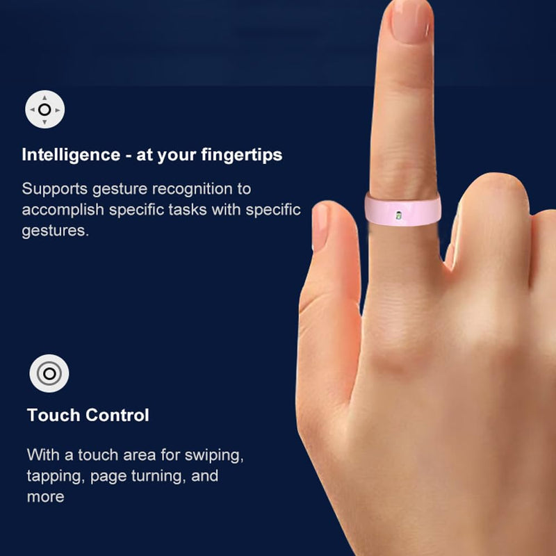 Smart Ring Fitness Tracker for Women Pink Ceramic (Size #10) | Sleep Monitoring, Heart Rate Monitoring, Gesture Touch Control, Menstral Tracking, Body Temperature, Charging Case
