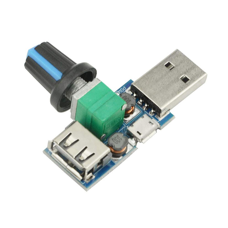 XINGYHENG 3Pcs 5W Mini USB Fan Air Volume Speed Stepless Governor Module USB Speed Controller DC 5V USB Male input DC4-12V to 2.5-8V and Speed Control Knob with Switch Function