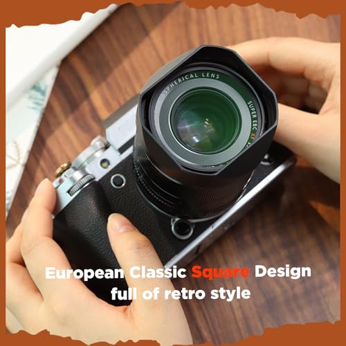 Haoge Metal Square Lens Hood for Fujifilm Fuji XF23mm f1.4 R LM WR Lens (58MM) Fujinon XF33mm F1.4 R LM WR Lens, Fujinon XF 16-50mm F2.8-4.8 R LM WR Lens Bayonet Hood Shade,with Metal Cap Kit