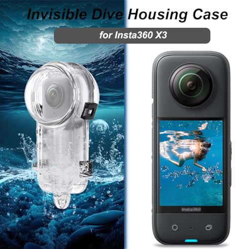 Insta 360 X3 Invisible Dive Case, Splash Prevention Housing Waterproof Up to 50m (164ft) Underwater Dive Protective Shell for Insta360 X3 with Bracket Accessories