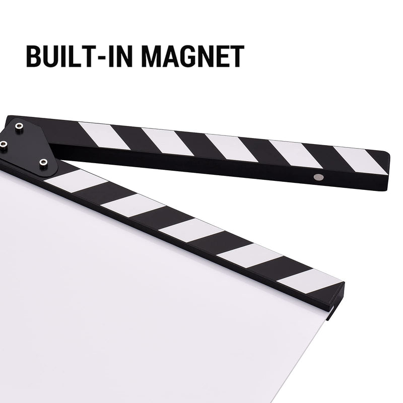 Andoer 30 * 24cm/ 12 * 9in Acrylic Film Clapboard Movie Directors Clapper Board Slate Cut Action Scene Blank Clap Board Dry Erase with White & Black Sticks