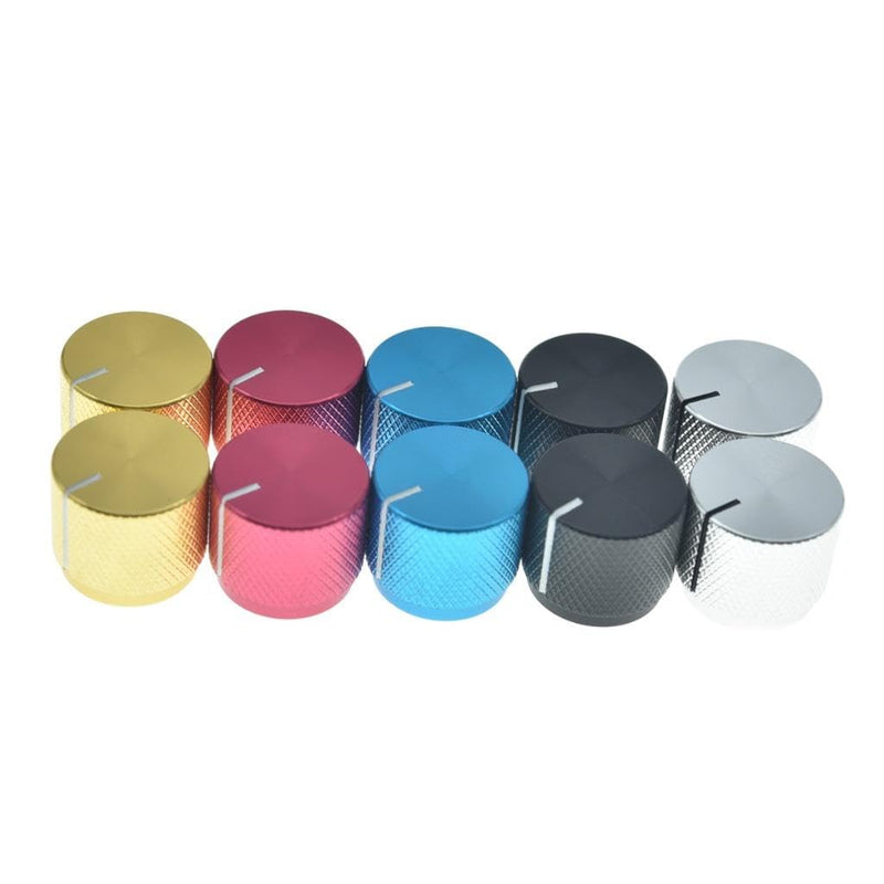 4-Pack 20mm Diam. Set Screw Style Aluminium Potentiometer Knobs 1/4" Universal Pot Control Knobs with Indicator for Guitar/Bass/AMP Amplifier Blue with Indicator Line