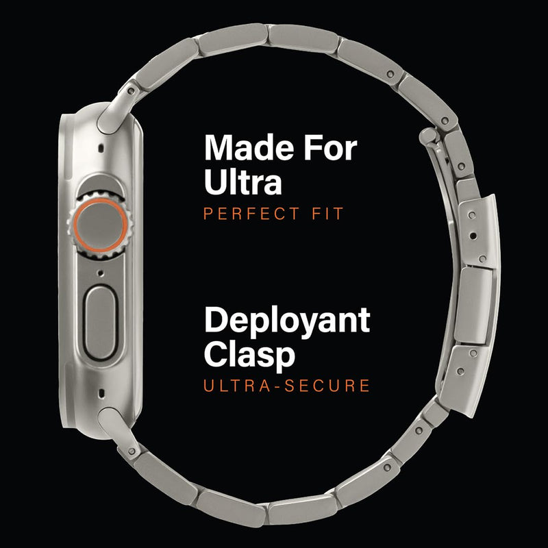 KORDIZ Titanium Watch Band T01 Max - Fits Apple Watch ULTRA 3 & ULTRA 2/1 (49mm) - Adjustable Titanium Apple Watch Band with Secure Clasp - Premium Color Matching Band (T01 Max | ULTRA Silver) T01 Max | Natural Titanium