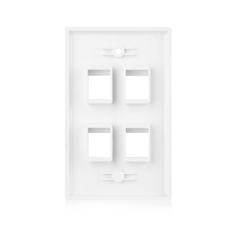 Cable Matters 10-Pack Low Profile 4-Port Keystone Jack Wall Plate, RJ45 Wall Plate for Keystone Jacks in White