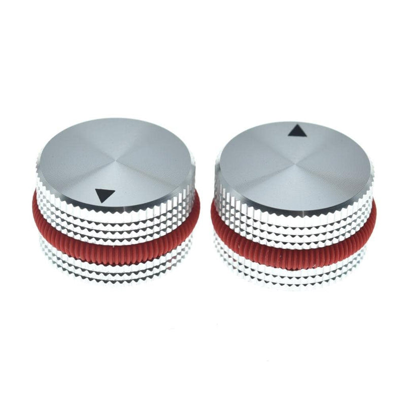 [AUSTRALIA] - Dopro 4-Pack 25 * 15.5mm Set Screw Style Aluminium Potentiometer Knobs 1/4" Universal Pot Control Knobs with Rubber Ring and Indicator for Guitar/Bass Equipments Silver with Red Ring 