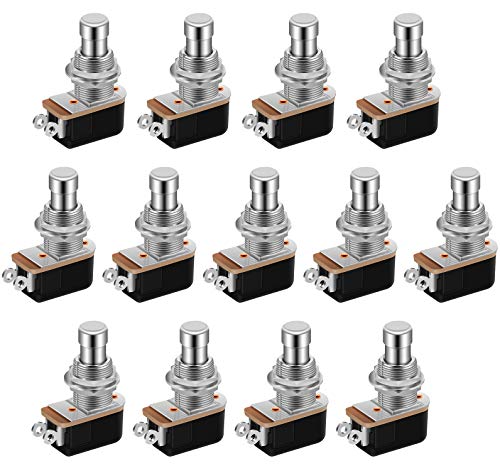 DaierTek 13PCS SPST Momentary Soft Touch Foot Switch with 8PCS Footswitch Topper Metal Foot Switch Topper with 2 Set Screws Rubber Insert
