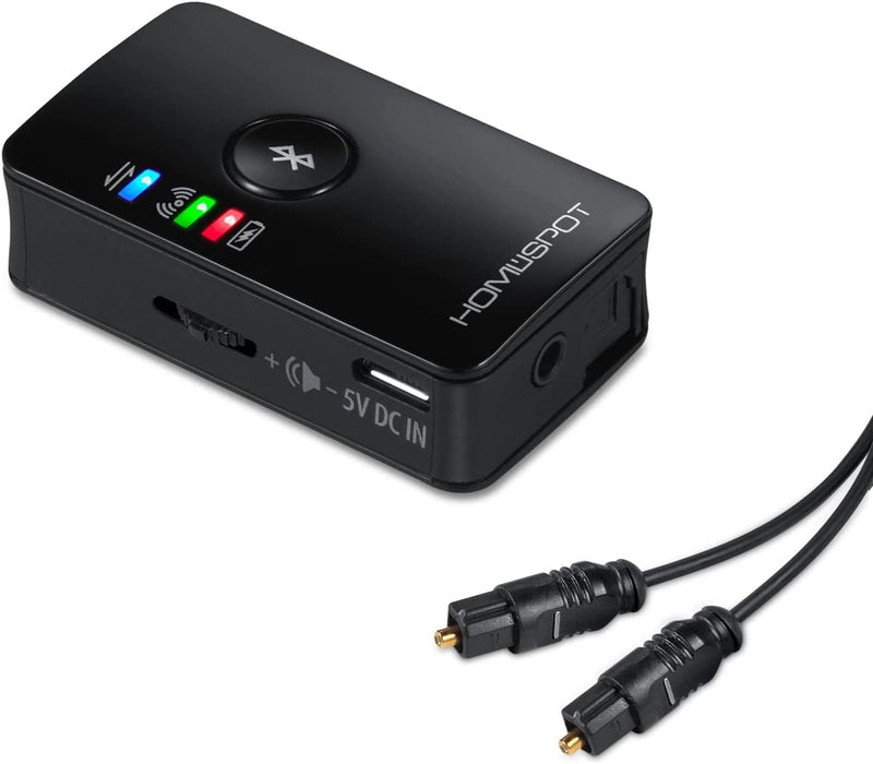 [AUSTRALIA] - HomeSpot Bluetooth 5.3 Transmitter Adapter for TV Audio Optical aptX Low Latency Delay, 3.5mm Aux RCA TOSLINK SPDIF Optical Input for Video Watching Home Stereo [Single Stream Version] 