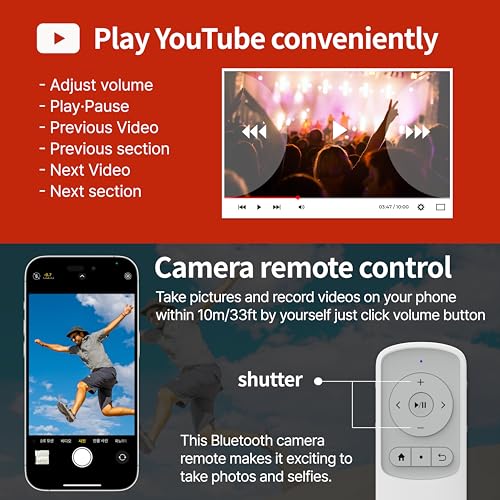 Bluetooth Remote Control Page Turner Clicker for Boox, e-Reader, TikTok Scrolling, YouTube Shorts, Reels, Camera, for iOS iPad iPhone, Android Galaxy Phone Tablet (Pencil Yellow) Pencil Yellow