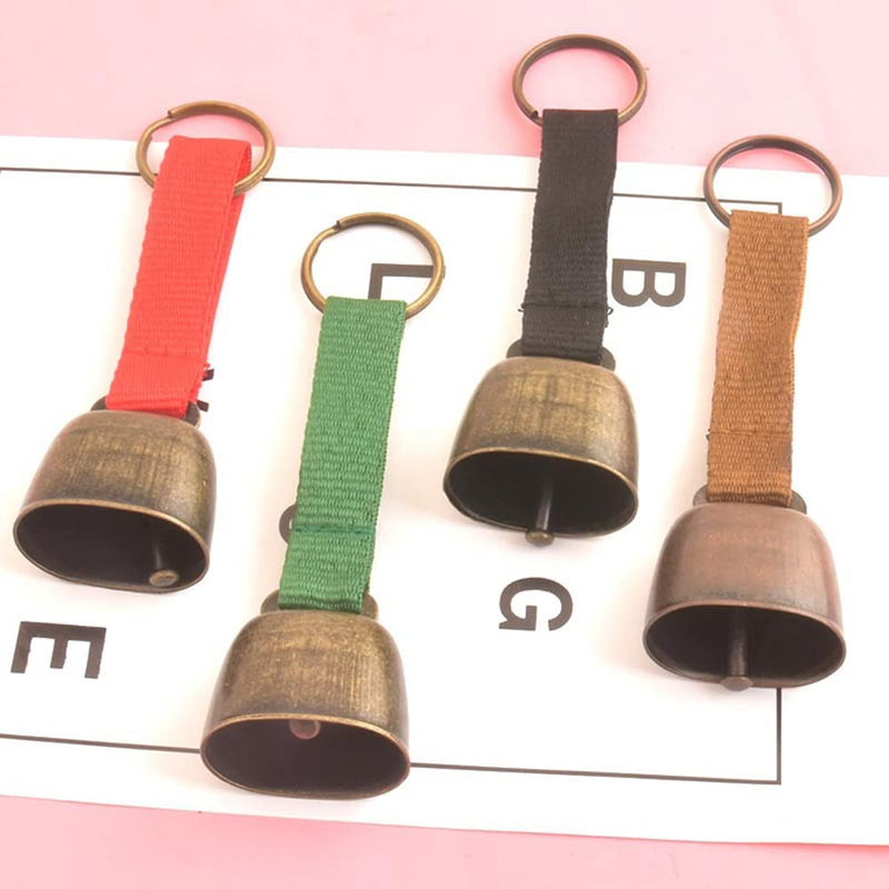 2 Pack Small Cow Bell for Dog Collar, Loud Bear Bells with Leather Button Strap, Cow Horse Sheep Grazing Copper Bells, Pet Brass Bells Tracker Noise Maker, Bronze Bell for Crafts Black
