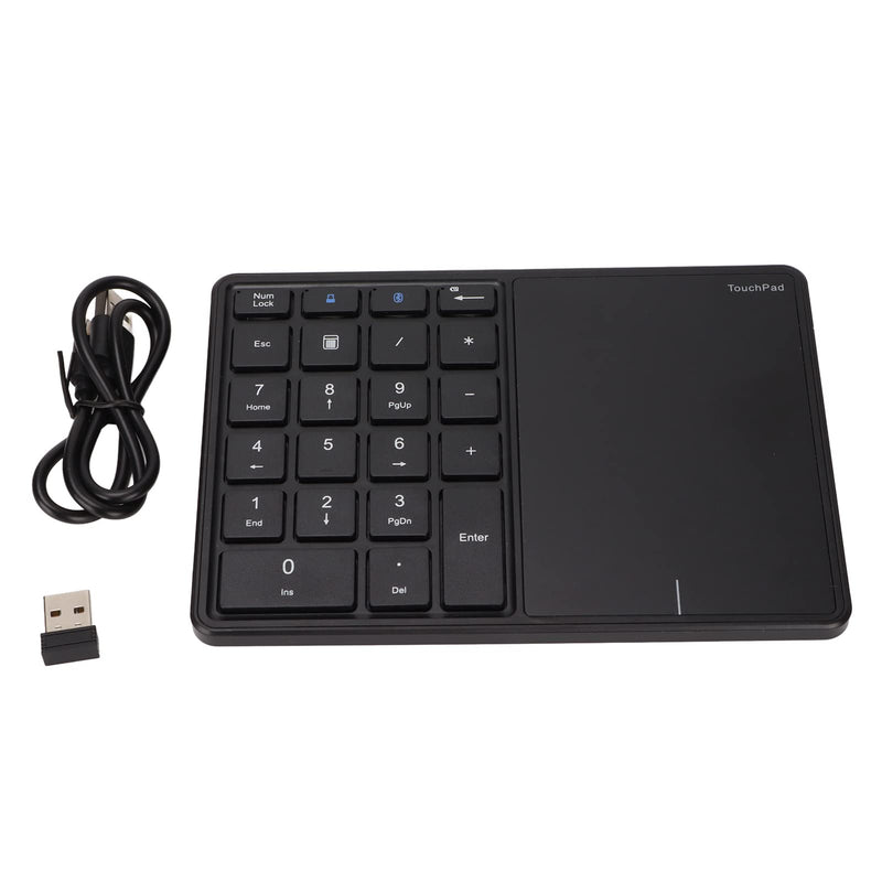 Sanpyl Numeric Keypad, 2 in 1 22 Keys 2.4G Touchpad Bluetooth 4.2 Number Pad, Type C Charging 500mAh Financial Accounting Keyboard, for Laptop, PC, Desktop(Black) black