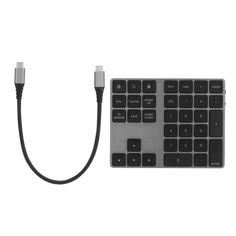 Wired/Bluetooth Numeric Keypad, Portable Wireless Bluetooth 34-Key External Number Pad with 2 USB 3.0 Interface for Computer Laptop Windows, OS, Android(Black) Black