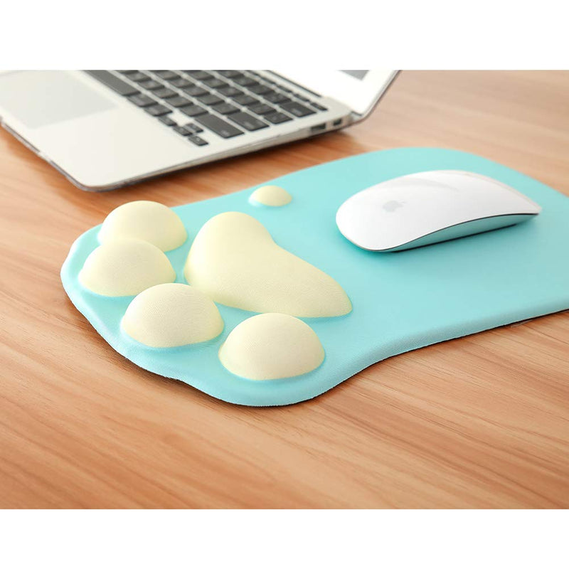 TULGIGS Cute Cat Paw Non Slip Mouse Pad with Wrist Support Soft Silicone Wrist Rests Ergonomic Comfort Computer Mouse Mat Desk Decor 11.55"*7.8"*0.99'' (Green) Green