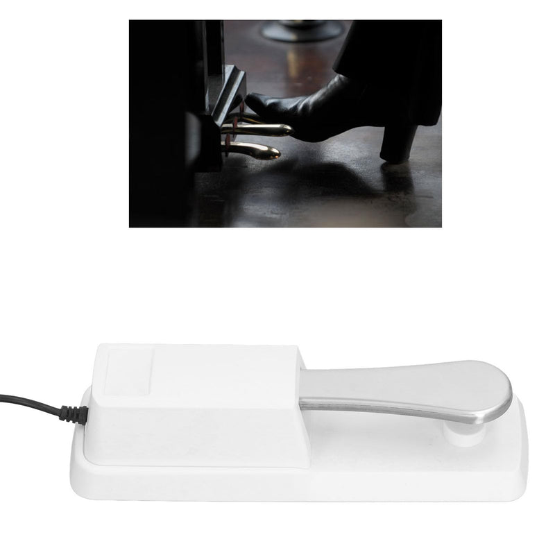 Sustain Pedal, Universal Keyboard Sustain Pedal with 1/4in (6.35mm) Input Plug & Anti Slip Rubber Bottom, Piano Foot Pedal for Digital Piano, Electronic Keyboard, MIDI White