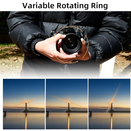 GREEN.L 82mm Gold Streak Lens Filter, Premium Optical Glass 360°Rotatable Anamorphic Flare Camera Lens Effect Filter