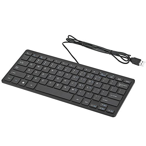iKKEGOL USB Mini Slim Wired 78 Key Small Super Thin Compact Keyboard for Desktop Laptop PC Win 7 Mac (Black) Black