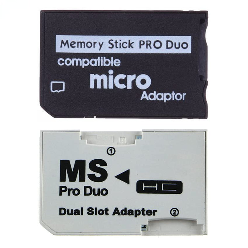 Memory Card Adapter, Micro SD to Memory Stick PRO Duo, for PSP 1000 2000 3000, 128GB Capacity, White Dual Slot