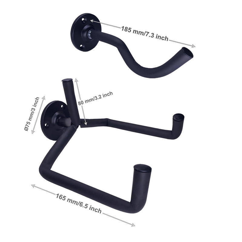 Guitar Wall Mount for Acoustic, Electric, Classical Guitar and Ukulele, Banjo, Mandolin Wall Hanger, Horizontal Guitar Holder Bass Stand Rack Hook Guitar Display Wall (2 Sets) 2 sets