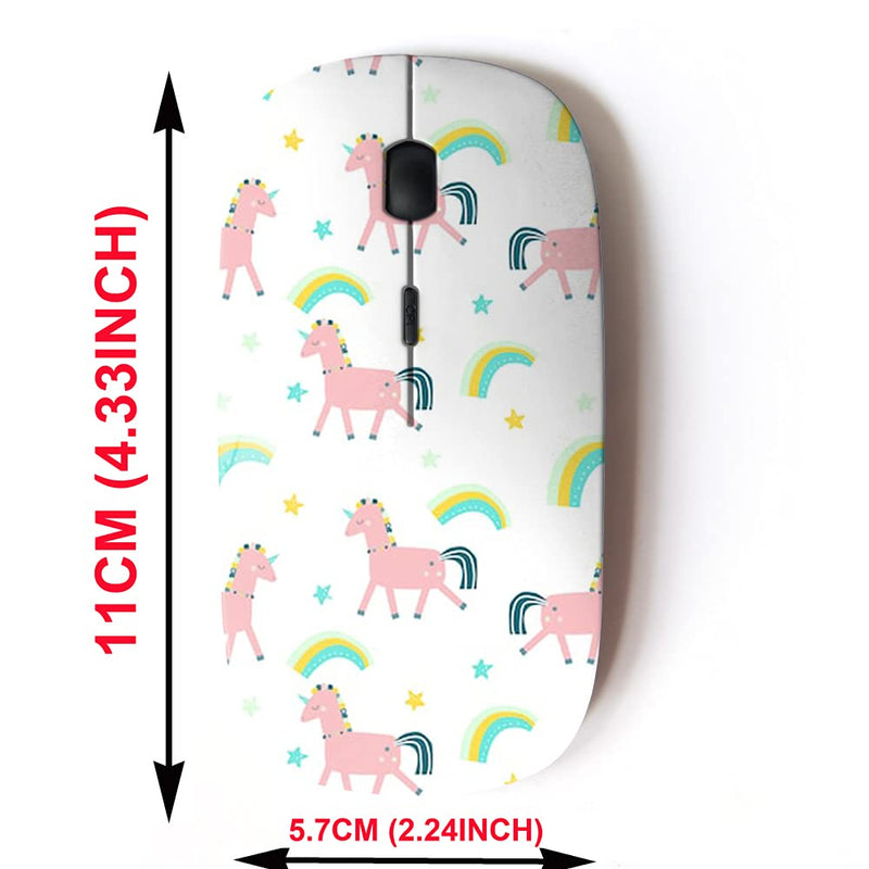 2.4G Wireless Mouse with Cute Pattern Design for All Laptops and Desktops with Nano Receiver - Fashion Kids Print Magic Unicorn