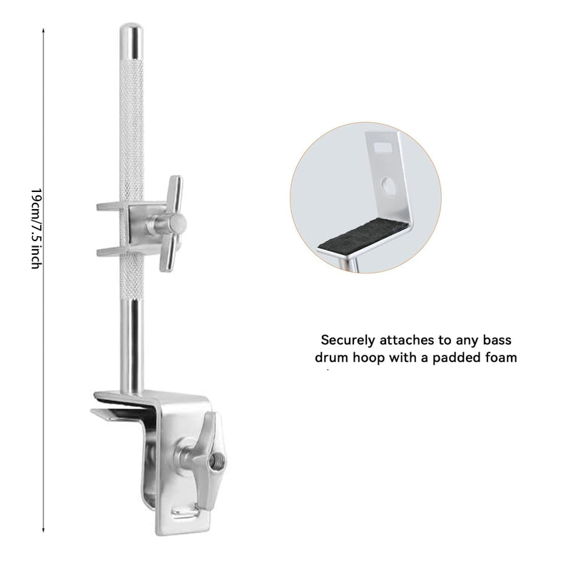 7 Inch Cowbell And Cowbell Clamp, Cowbell Holder Percussion Accessory, Adjustable Drum Cowbell Mount for Bass Drum Hoop Up or Down Drum Stick