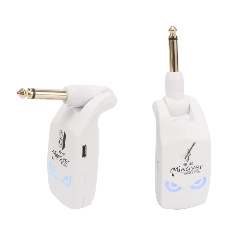 Miwayer 2.4GHz Wireless Guitar System Rechargeable Lithium Battery Audio Wireless Guitar Transmitter Receiver For Electric Guitar Bass Violin Keyboard Instruments (HB-40 White) HB-40 White