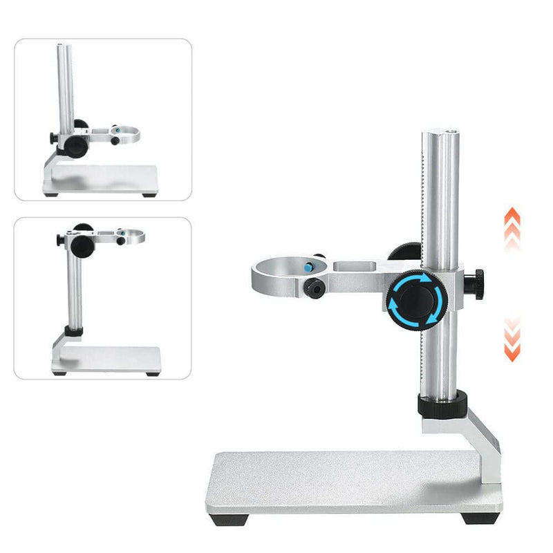 Ninyoon Universal Microscope Stand Pro, Stable Professional Aluminum Alloy Scope Base Holder Support Bracket for Max Diameter 1.4" USB Digital Wireless WiFi Microscope Endoscope Magnifier Camera Silver
