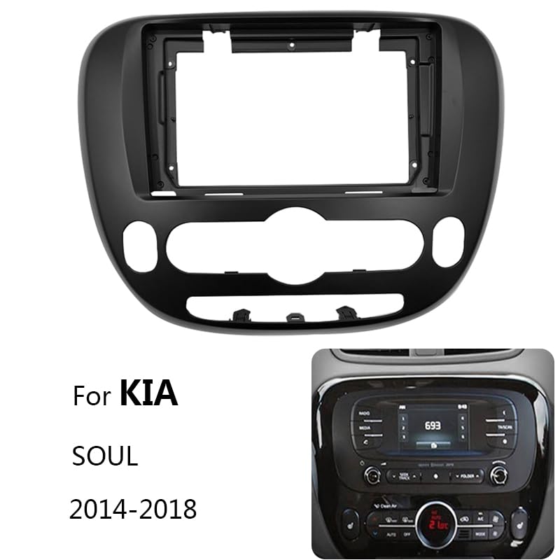 Fits for Kia Soul 2014-2018 Car Radio Stereo Fascia Frame Double DIN 9 inch Dash Installation Mounting Kit Silver