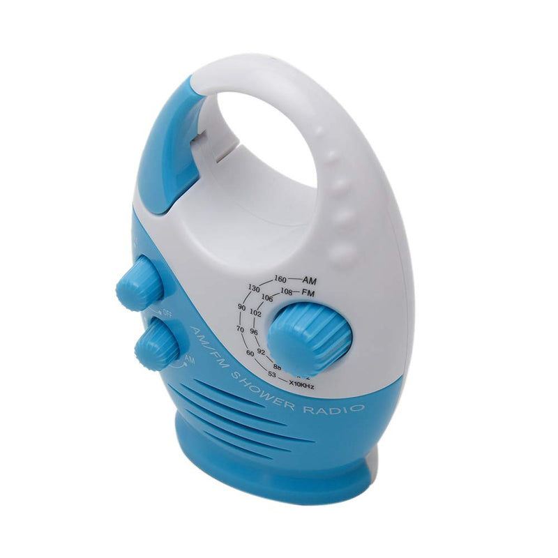 [AUSTRALIA] - UXELY Shower Radio, Bathroom Radio AM FM, Waterproof Hanging Shower Radio Adjustable Volume Built-in Speaker(White Blue) 