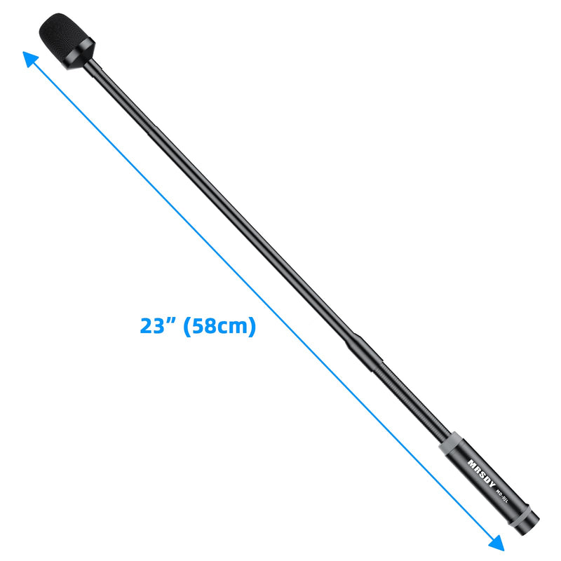 [AUSTRALIA] - Gooseneck Microphone, 23 Inch DJ Microphone for Audio Mixer, Professional XLR Wired Dynamic Mic, Extended Black Metal Noise Reduction Mic, Supports 360° Rotation and Bending 