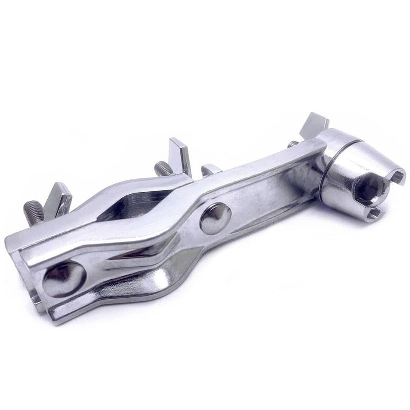 Cowbell Mounting Clamp with 9.5 mm Steel Arm Short Cowbell L Rod Holder Cowbell Percussion Mount Rod Mounting Bracket for Jam Blocks Tambourine Drum Set Parts Hardware, Silver