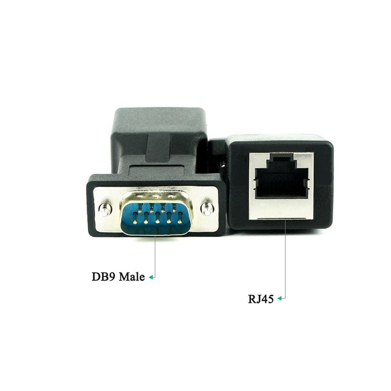 RS232 to RJ45,LFHUKEJI DB9 9-Pin Serial Port Male to RJ45 Female Cat5e/6 Ethernet LAN Extend Adapter