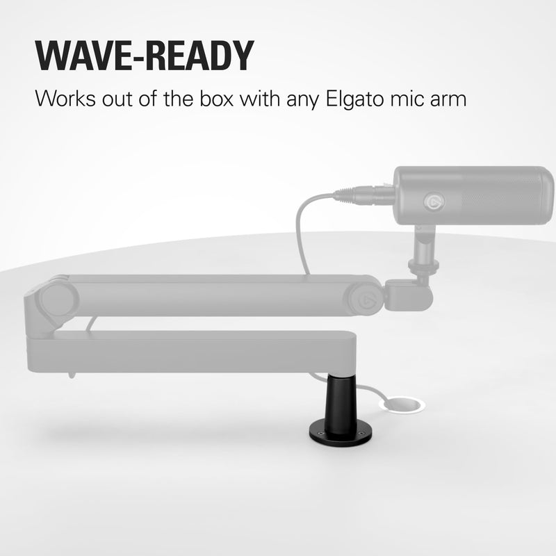 [AUSTRALIA] - Elgato Wave Desk Plate – Flange Mount for Elgato Mic Arms, Easy Screw-In Setup, No Clamps or Cutouts, Holds Microphones Ultra-Stable, 1/4" Mounting Thread – For Wooden Desks & Tables Black 