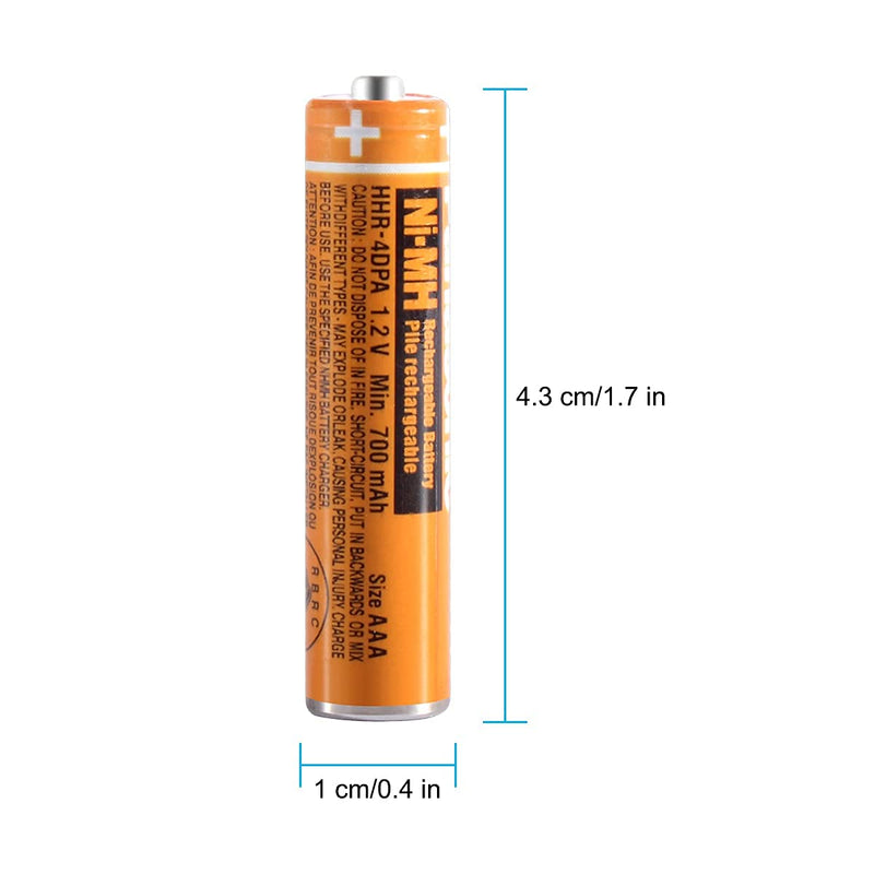 NI-MH AAA Rechargeable Battery 1.2V 700mah 8-Pack HHR-4DPA AAA Batteries for Panasonic Cordless Phones, Remote Controls, Electronics