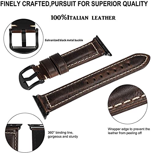 HUAFIY Compatible for apple Watch Band 42mm 44mm45mm49mm men,Top Grain Leather Band Replacement Strap iWatch Series 11/10/9/8/7/6/5/4 3 2 1,Sport, Edition. Ultra 3 2 1