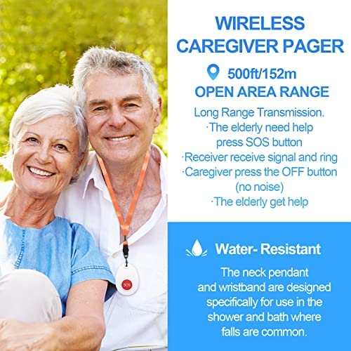 CallToU Wierless Caregiver Pager Call Button Emergency Button Systems Call Bell for Elderly/Visually Impaired/Patients/Disabled Elderly Monitoring (600+ ft) CC06 1-1 US
