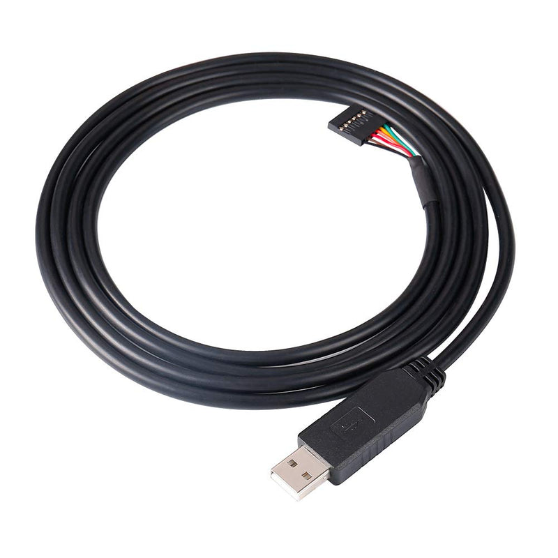 DTECH FTDI USB to TTL Serial 5V Adapter Cable 6 Pin 0.1 inch Pitch Female Socket Header UART IC FT232RL Chip Windows 11 10 8 7 Linux MAC OS (6ft, Black) 6ft/1.8m
