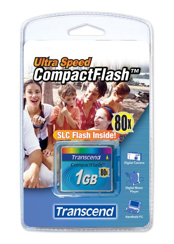 Transcend TS1GCF80 1GB 80x Type I Compact Flash Card
